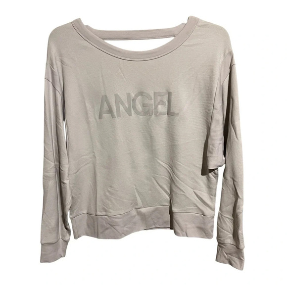 Victoria's Secret M Sweatshirt Women Gray ANGEL Logo Pullover Open Back NWT - Picture 1 of 10